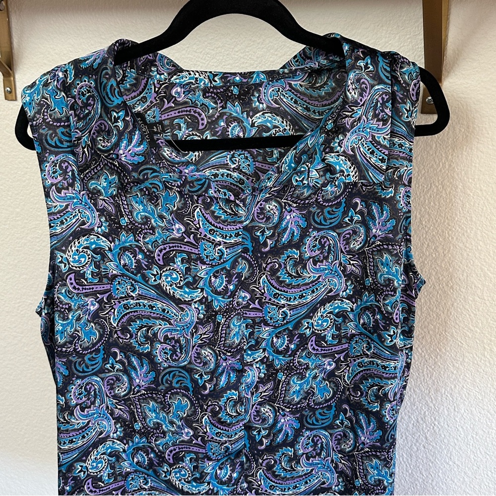 Talbots sleeveless blouse vibrant blue and purple - Picture 2 of 8